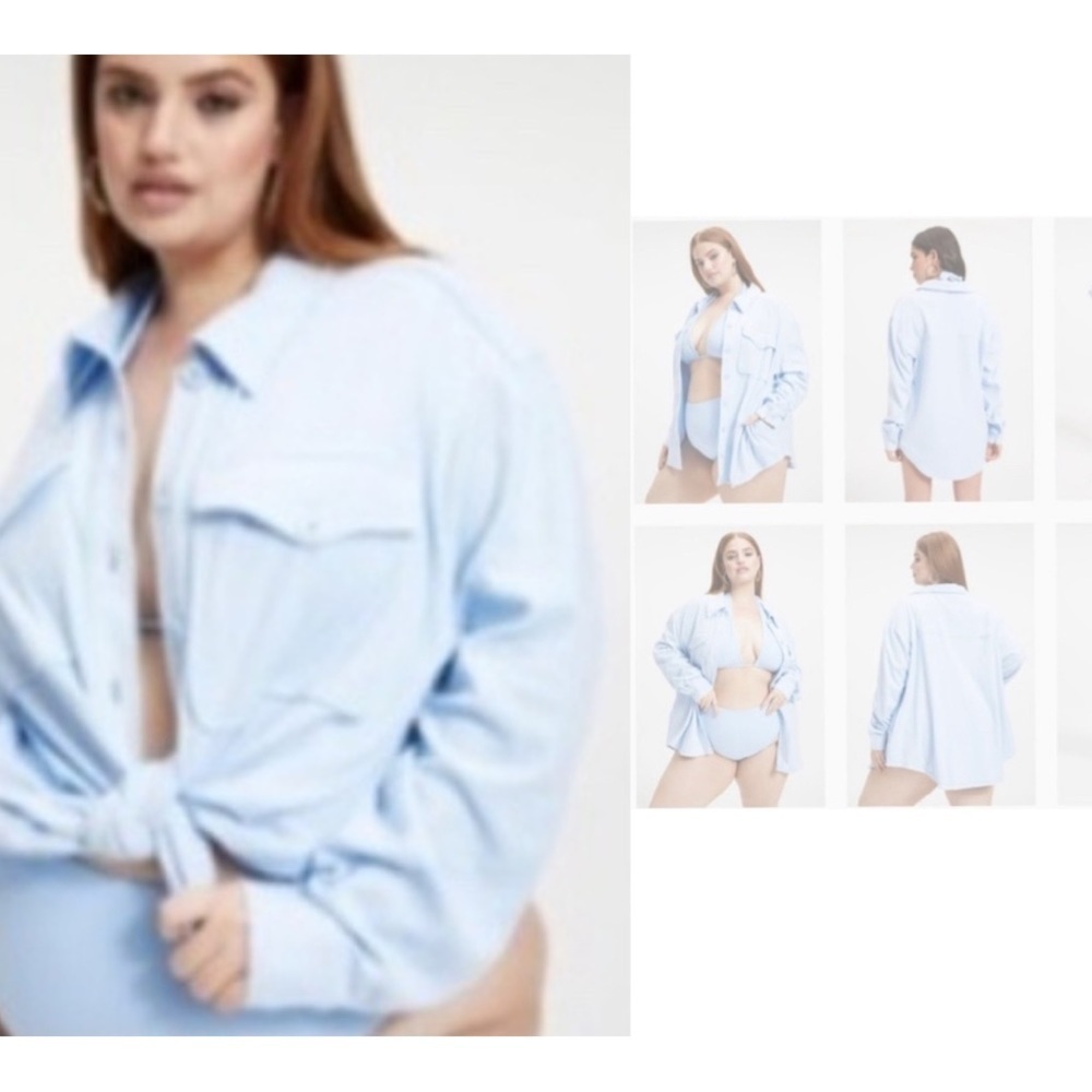 Good American Cover Up Shacket Ice Blue GASize 1/2/Size Small/Medium NWTSOLDOUT